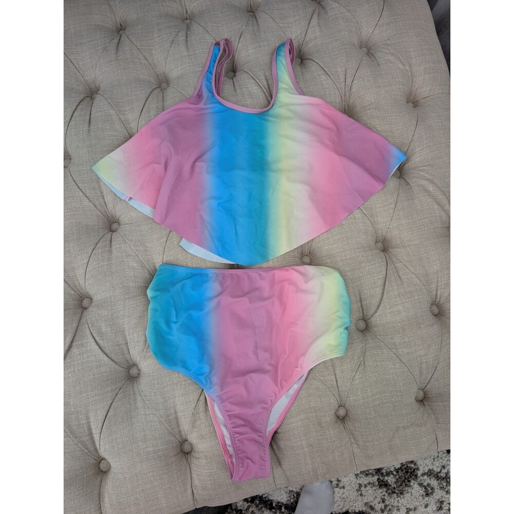 Maternity Swimsuit Size S But Runs Smaller XS Rainbow Colors 2-Piece Cross Back